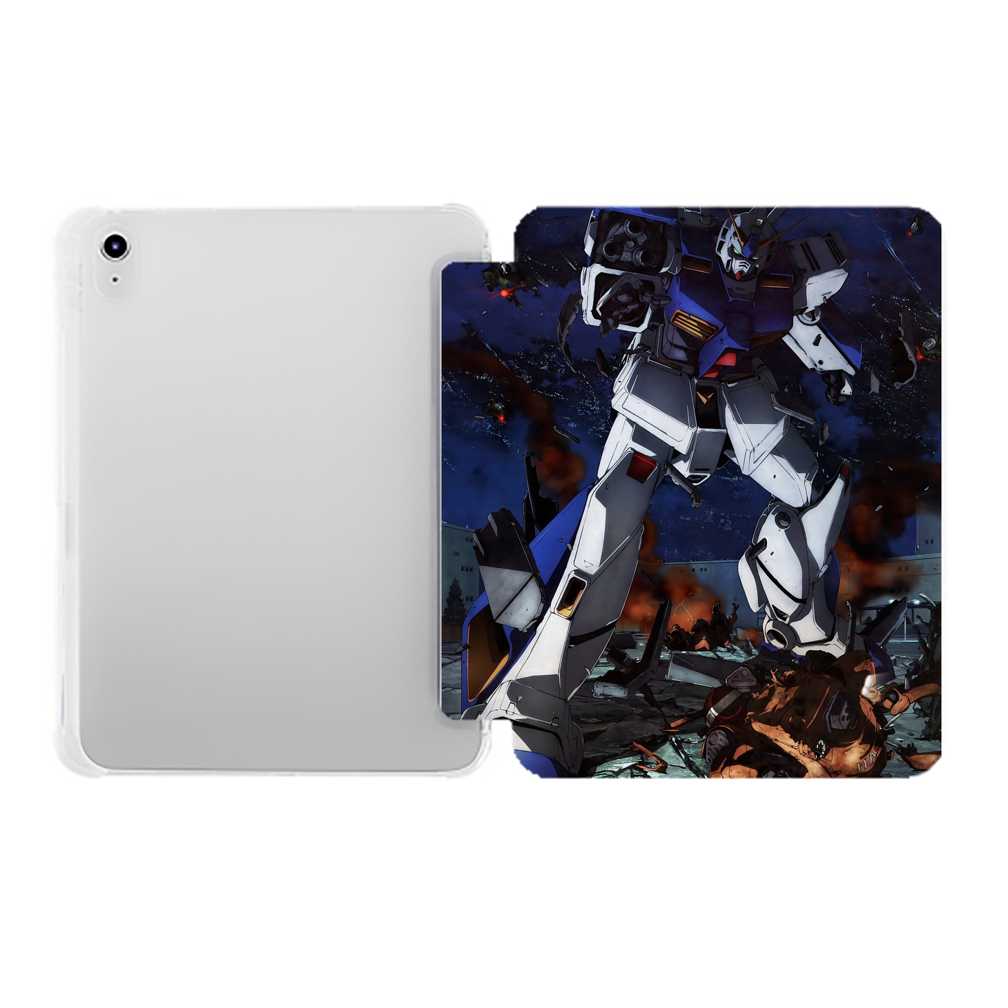 （画像用） 機動戦士ガンダム Mobile Suit Gundam IPad ケース ペン収納付き 三つ折りスタンド PUレザー×シリコン 対応機種9.5/10.5/10.9インチ